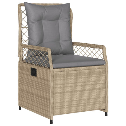 Matgrupp för trädgården med dynor 7 delar beige konstrotting