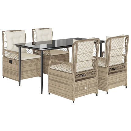Matgrupp för trädgården med dynor 5 delar beige konstrotting