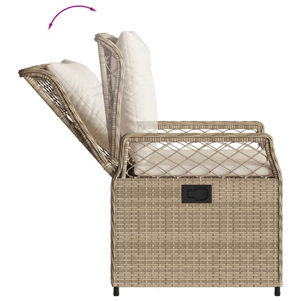 Matgrupp för trädgården 3 delar med dynor beige konstrotting
