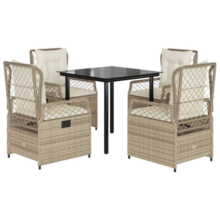 Matgrupp för trädgården med dynor 5 delar beige konstrotting
