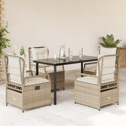 Matgrupp för trädgården med dynor 5 delar beige konstrotting