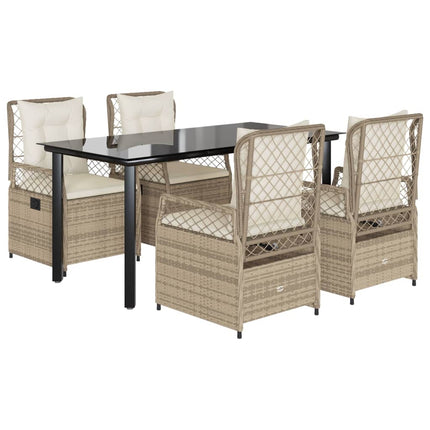 Matgrupp för trädgården med dynor 5 delar beige konstrotting