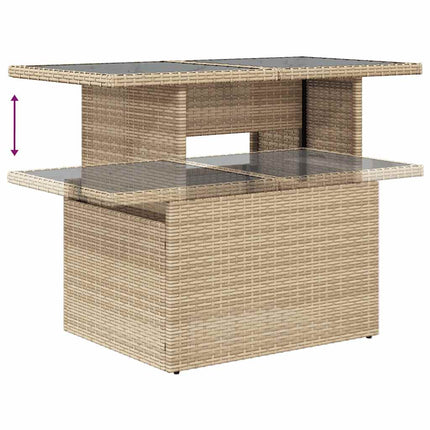 Matgrupp för trädgården med dynor 8 delar beige konstrotting
