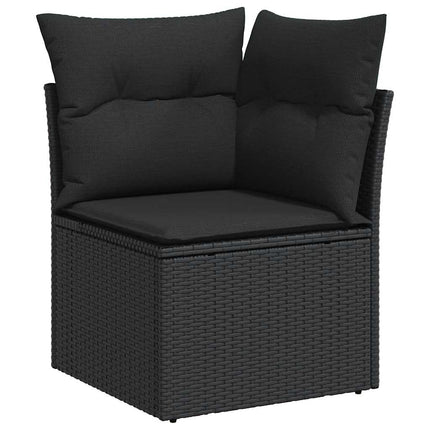 Loungegrupp med dynor 6 delar svart konstrotting