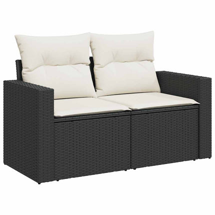 Loungegrupp med dynor 6 delar svart konstrotting