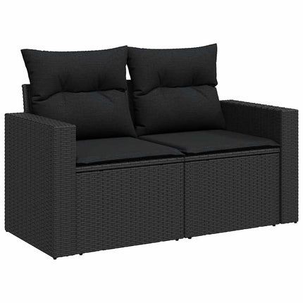 Loungegrupp med dynor 6 delar svart konstrotting