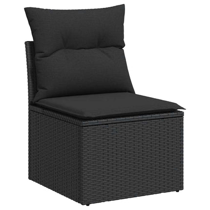 Loungegrupp med dynor 6 delar svart konstrotting