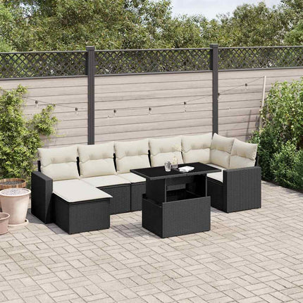 Loungegrupp för trädgården med dynor 8 delar svart konstrotting