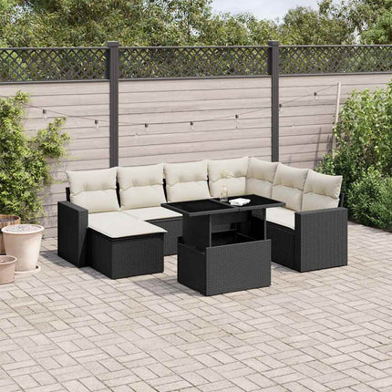 Loungegrupp för trädgården med dynor 8 delar svart konstrotting