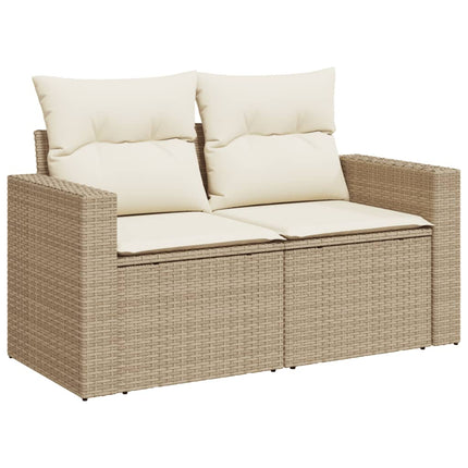 Soffgrupp för trädgården med dynor 9 delar beige konstrotting