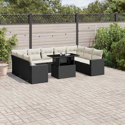 Loungegrupp 10 delar med svarta dynor konstrotting