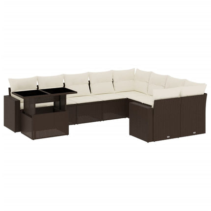 Loungegrupp 10 delar med brun dynor konstrotting