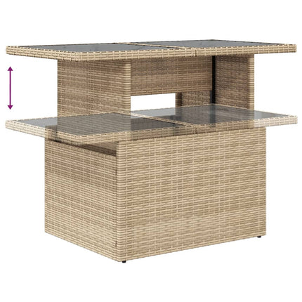 Matgrupp för trädgården med dynor 7 delar beige konstrotting