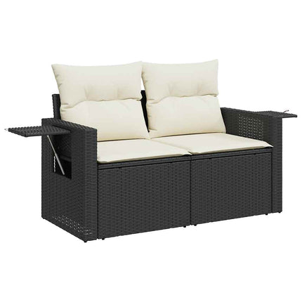 Loungegrupp för trädgården med dynor 5 delar svart konstrotting