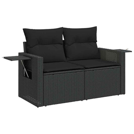 Loungegrupp med dynor 6 delar svart konstrotting