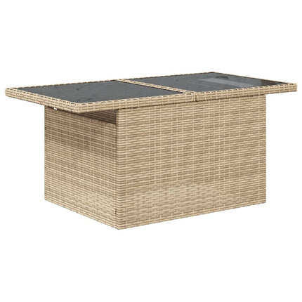 Matgrupp för trädgården med dynor 7 delar beige konstrotting
