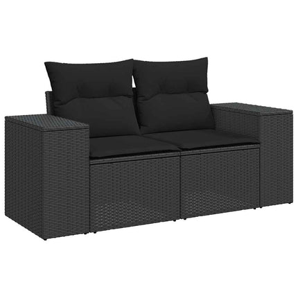 Loungegrupp med dynor 6 delar svart konstrotting