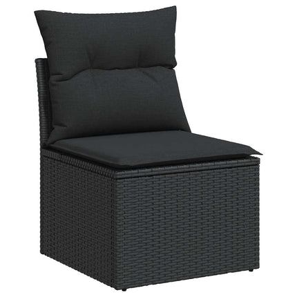 Loungegrupp med dynor 6 delar svart konstrotting