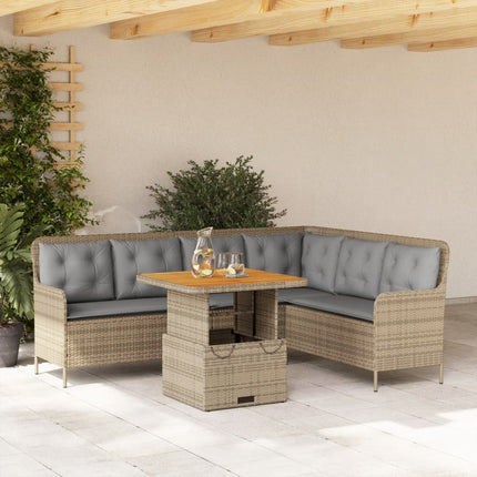 Soffgrupp för trädgården med dynor 2 delar beige konstrotting