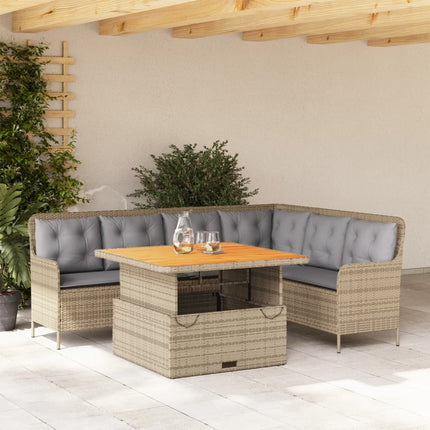 Soffgrupp för trädgården med dynor 2 delar beige konstrotting