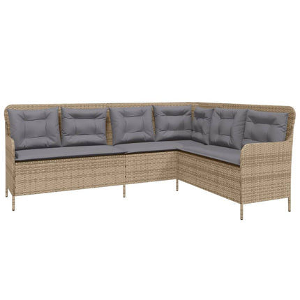 Soffgrupp för trädgården med dynor 2 delar beige konstrotting