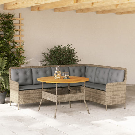 Soffgrupp för trädgården med dynor 2 delar beige konstrotting