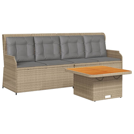 Loungegrupp för trädgården med dynor 3 delar konstrotting beige
