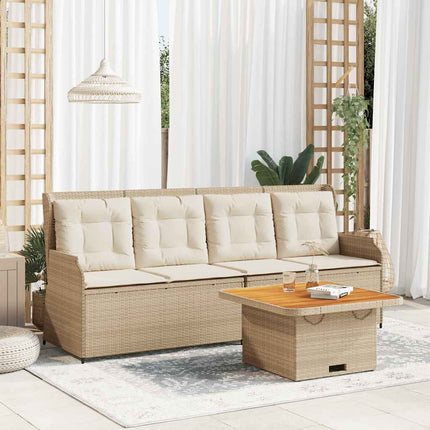 Loungegrupp för trädgården med dynor 3 delar konstrotting beige