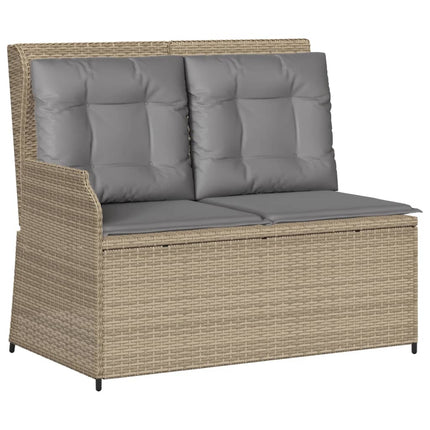 Loungegrupp för trädgården med dynor 4 delar konstrotting beige