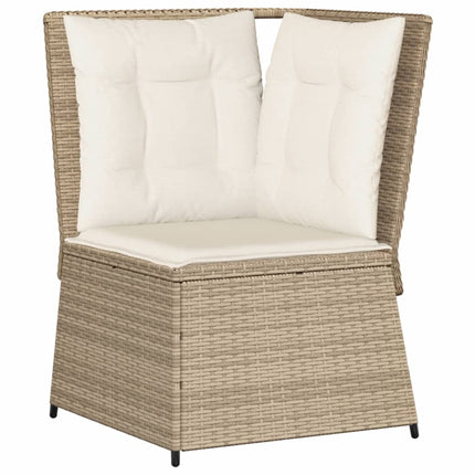 Loungegrupp för trädgården med dynor 4 delar konstrotting beige