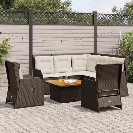 Loungegrupp med dynor 5 delar brun konstrotting