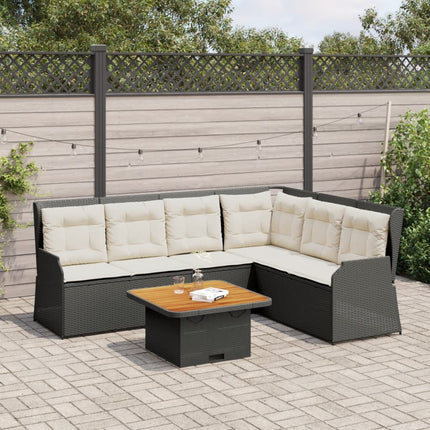 Loungegrupp med dynor 5 delar konstrotting svart