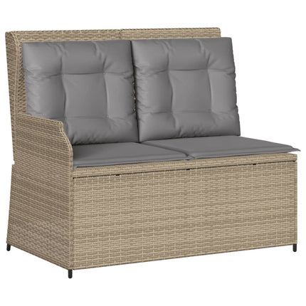 Loungegrupp för trädgården med dynor 7 delar konstrotting beige