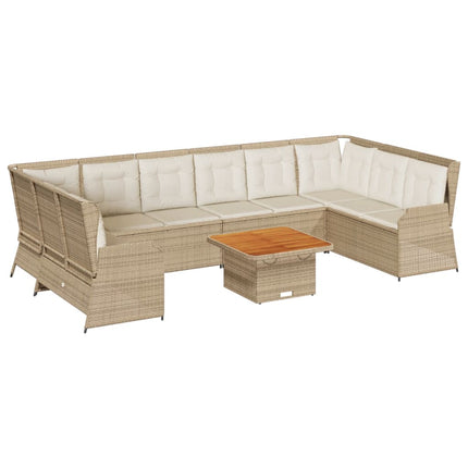 Loungegrupp för trädgården med dynor 7 delar konstrotting beige