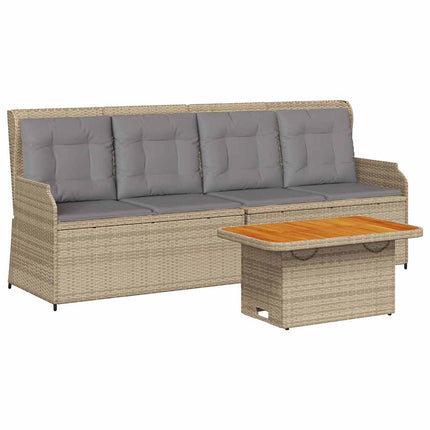Loungegrupp för trädgården med dynor 3 delar konstrotting beige