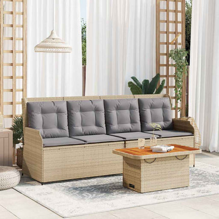 Loungegrupp för trädgården med dynor 3 delar konstrotting beige
