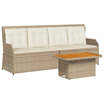 Loungegrupp för trädgården med dynor 3 delar konstrotting beige