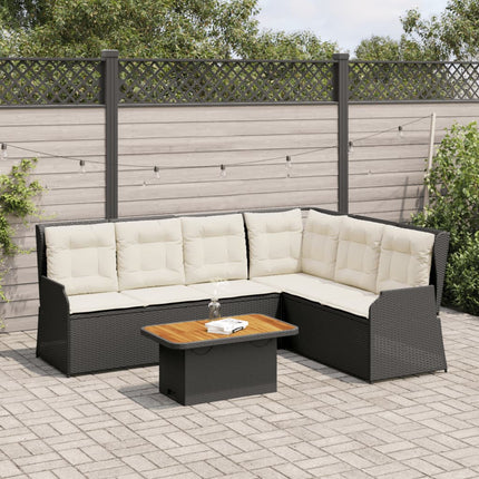 Loungegrupp med dynor 5 delar konstrotting svart