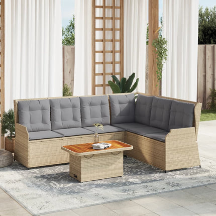 Loungegrupp för trädgården med dynor 5 delar konstrotting beige