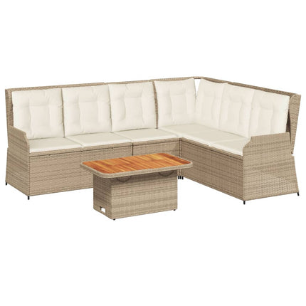 Loungegrupp för trädgården med dynor 5 delar konstrotting beige