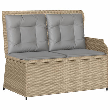 Soffgrupp för trädgården 3 delar med dynor beige konstrotting