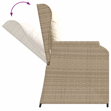Soffgrupp för trädgården 3 delar med dynor beige konstrotting