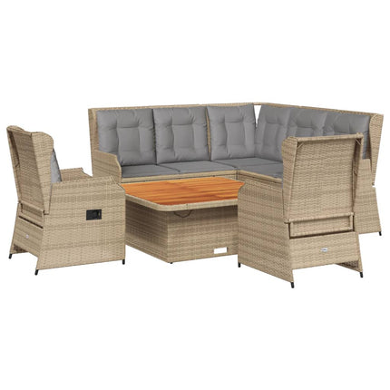 Loungegrupp för trädgården med dynor 6 delar konstrotting beige