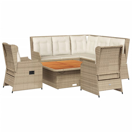 Loungegrupp för trädgården med dynor 6 delar konstrotting beige