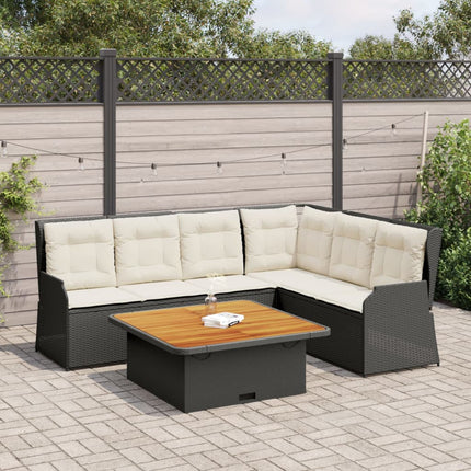 Loungegrupp med dynor 5 delar konstrotting svart