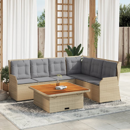 Loungegrupp för trädgården med dynor 5 delar konstrotting beige