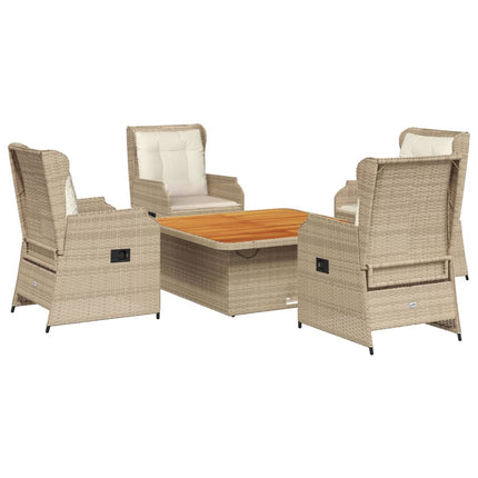 Loungegrupp för trädgården med dynor 5 delar konstrotting beige