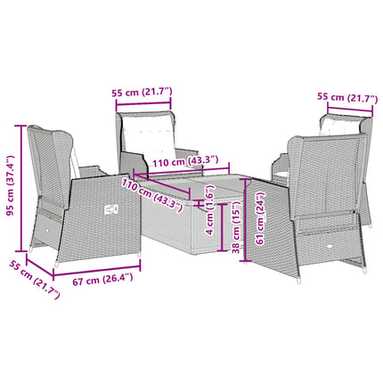 Loungegrupp för trädgården med dynor 5 delar konstrotting beige