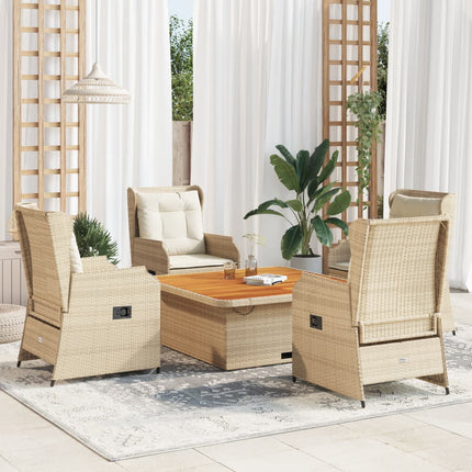 Loungegrupp för trädgården med dynor 5 delar konstrotting beige