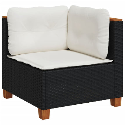 Loungegrupp med dynor 6 delar svart konstrotting